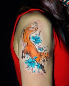 tattoo de raposa em aquarela