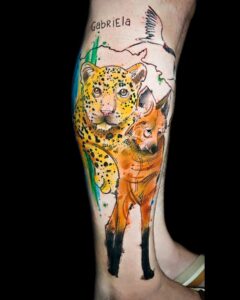 tattoo de onça em aquarela